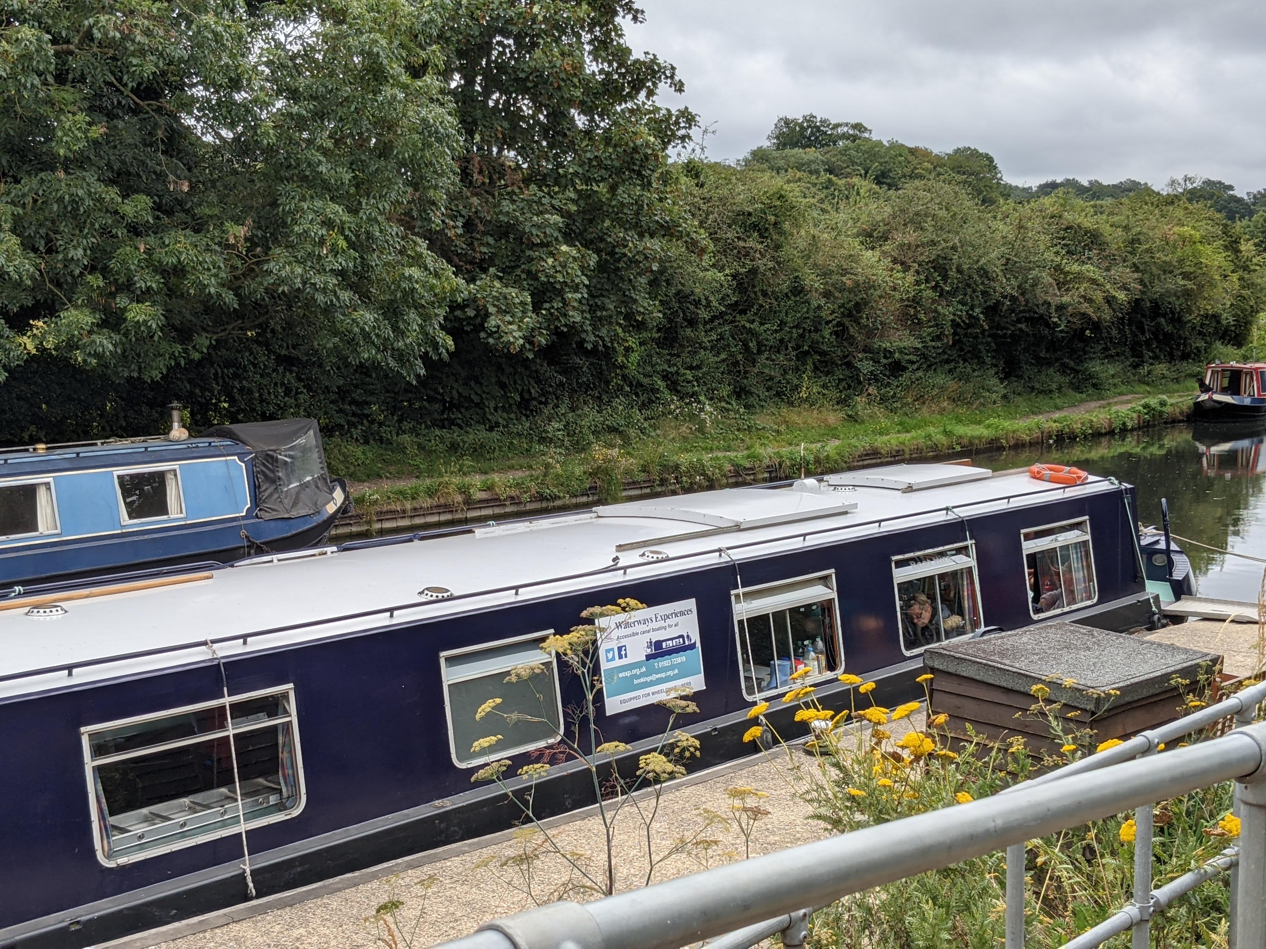 Canal boat departing